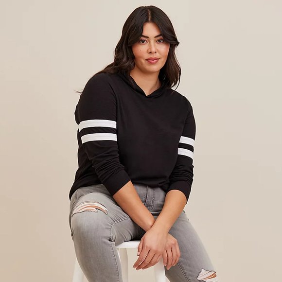 TORRID Size 00 (MEDIUM) Black Vintage Super Soft T-Shirt Hoodie NEW - Picture 5 of 5